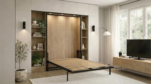 Wallbedking - Morphy Klassisches Schrankbett - Klappbett - modulares Multifunktionssystem SizeFlex & TypeFlex, platzsparendes, erweiterbares Murphy-Bett (120x190 cm, Vertical)