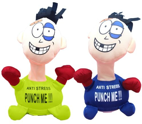 Hotainoys 2-teiliges Stressabbau-Spielzeug, Punch Me Screaming Doll, Angstlinderungsspielzeug, elektrische Plüsch-Emotionalpuppe für Erwachsene, Kinder-Stressspielzeug