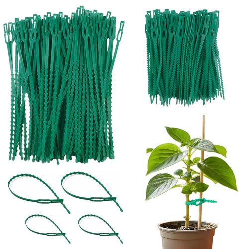 Bridas para Plantas Verde, Ajustable Lazos de Plantas, Flexible Corbata de Planta Lazos de Plantas, Multifuncional lazos de Jardinería para Cuidado del Crecimiento de Plantas Jardín (200 Piezas)
