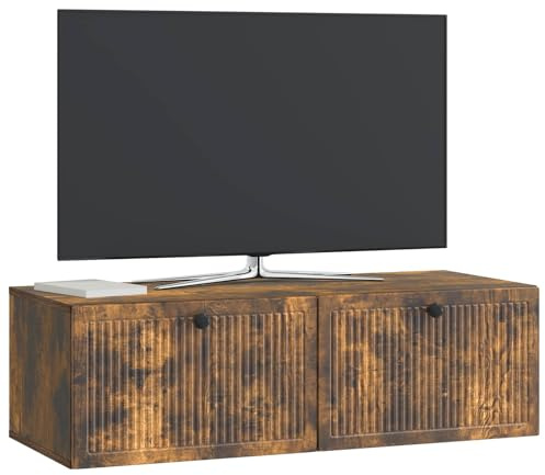 vidaXL Wandmontierter TV-Schrank Geräucherte Eiche 98 x 41 x 30 cm, Moderner Wohnraum, rechteckiger TV-Schrank, viel Stauraum, Wandmontage, kompakter Organizer fürs Zuhause