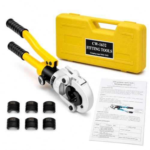 EGBNSY 8 Tonnes Pince A Sertir, Pince À Sertir Multicouche, Pince A Sertir Per avec Matrices 16-32mm et Tête Pivotante 360°, Hydraulique, Sertisseuse Cuivre pour Tuyaux Alu-Plastique & PEX