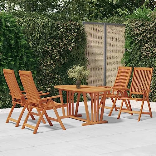 4 Stück Gartensessel klappbar aus massivem Eukalyptusholz mit 5 Positionen Rückenlehne, bequeme Holzklappstühle für Terrasse und Terrasse
