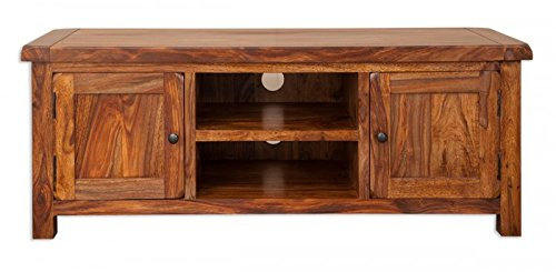 Vellar Living Indian Rosewood Large Wide TV Cabinet/Solid Sheesham Rosewood Widescreen TV Unit/Chunky Living Room Furniture