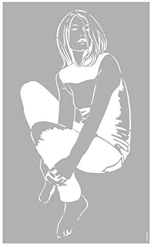 Marabu 0278000000042 - Schablone, lasergeschnittene, strapazierfähige Schablone, PVC frei, zur Anwendung auf Wänden, Möbeln und Textilien, wieder verwendbar, ca. 40 x 66 cm, Smart Girl