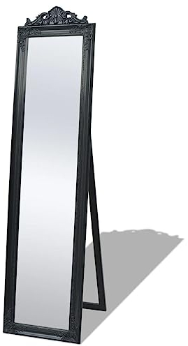 vidaXL Standspiegel Ankleidespiegel im Barock-Stil Landhaus 160x40 cm Schwarz