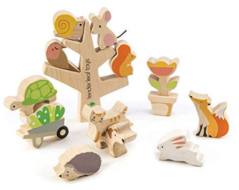 Tender Leaf Toys Stacking Garden Friends Holzblock Stapelspiel, TL8402, Mehrfarbig, Kinder One Size