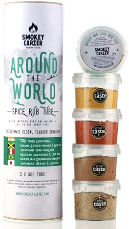 Around The World BBQ Rub Tube | BBQ Rubs and Seasonings Gift Set | The Smokey Carter