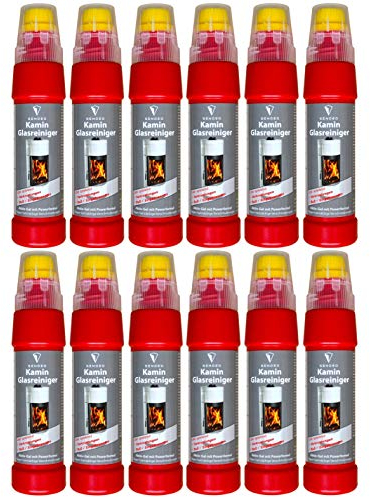 Kaminscheibenreiniger SENDEO Aktivgel für Ofen- und Kaminglas | Power Aktiv-Gel gegen hartnäckigste Verschmutzungen wie Ruß und Eingebranntes | Hochergiebig mit integrierter Bürste (12x 200ml)