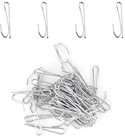 MroMax 80 ganci per tende da 6,3 x 2 cm (lunghezza x larghezza) in metallo, adatti per tende da finestra, tende da porta e tende da doccia, tonalità argento