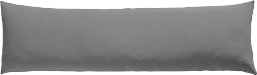REDBEST Seitenschläferkissenbezug Single- Jersey San Francisco, grau Größe 40x200 cm - weiche Qualität, bügelfrei, praktischer Reißverschluss, 100% Baumwolle