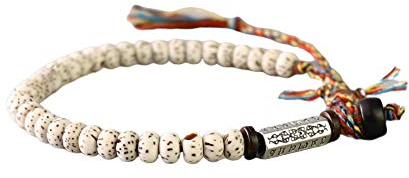 EXINOX Handgefertigtes tibetisches natürliches Bodhi-Perlenarmband mit eingraviertem Glücksbringer Handmade Lucky Thread I Mann Frau