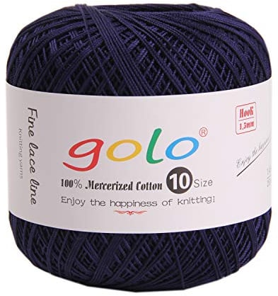 golo Häkelgarn Größe 10 für handgestricktes Häkelgarn (Dunkelblau)