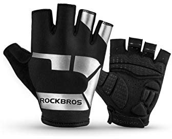 ROCKBROS Fahrradhandschuhe Fingerlose Handschuhe Atmungsaktive rutschfeste Stoßdämpfende Radsporthandschuhe für Outdoor-Aktivitäten Herren Damen S-XXL