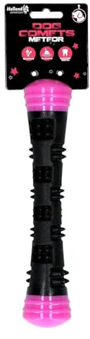 Dog Comets Meteor Wurfstock S - 23 cm - Wurfspielzeug Hund - Hundespielzeug - Hüpfend - Gummi - Rosa/Schwarz