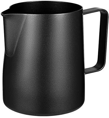 HEMOTON Milchkännchen, Milk Pitcher 350ml / 12 FL.oz. Milchkanne aus Edelstahl, Milch Aufschäumen für Cappuccino und Latté
