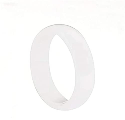 PAURO Damen Ring Keramik 6Mm Comfort Fit Hochzeitsband Einfachen Poliert Weiß Größe 60