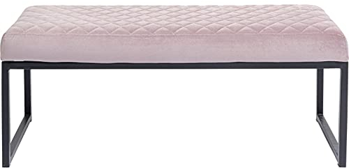 Kare Design Bank Smart Velvet, Rosa/Schwarz, Sitzbank, Polsterbank, Samtoptik, Stahl Gestell, 40x90x40 cm (H/B/T)