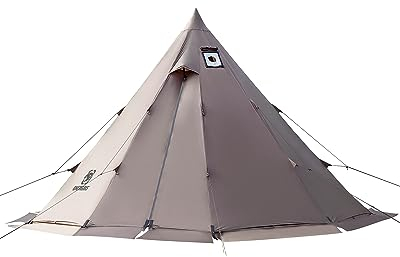 OneTigris Tente Tipi pour 4 à 6 Personnes - Pyramidale avec Tige - 4 Ans - Colonne d'Eau de 3000 mm - pour l'Extérieur, Camping, Randonnée, Trekking