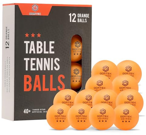 Domtek Ping Pong Balls 3 star- 40 + Pro ABS Table Tennis Balls Pack of 12- Ideal for Indoor and Outdoor Table Tennis (Orange)