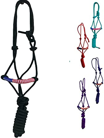 Majestic Ally Poly Braided Patriotic Nose Poly Rope Halter and 10' Matching Lead (Black)