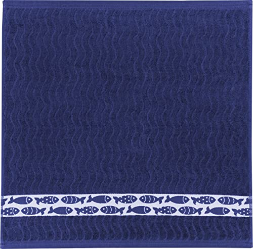 KRACHT Frottee Frottier Küchentuch Geschirrtuch Fische blau 50x50 cm