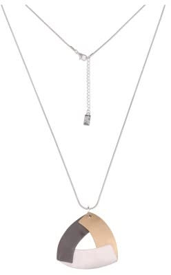 Leslii Damen-Kette Tricolor Dreieck Matt Schlangen-Kette lange Modeschmuck-Kette Silber Gold Schwarz