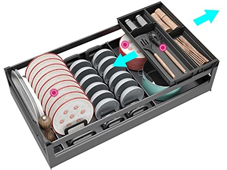 CajóN ExtraíBle para Mueble De Cocina, CajóN TelescóPico Cocina, Cesta ExtraíBle Armario FáCil De Limpiar Organizadores De Cajones con Riel Deslizante para Cocina y Despensa 800