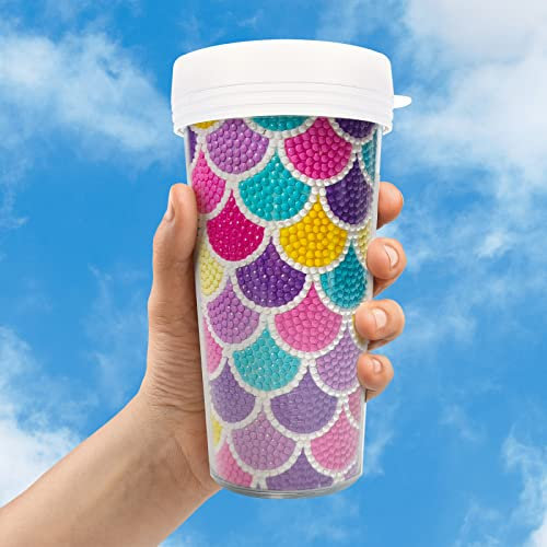 LUSandy 5D Full Drill Rainbow Diamond Painting Water Bottle DIY 16oz BPA Free Water Bottle and Diamond Art Leak Proof Coffee Tumbler Cup With Lid for Travel Women Friends Colleague Kids Gift Favor