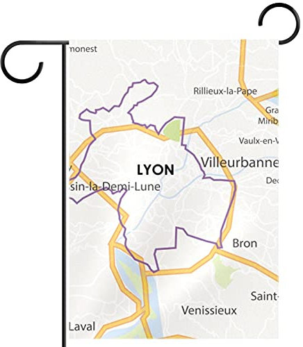 Drapeau de jardin personnalisé double face pour décoration extérieure, panneaux décoratifs, carte de la ville de Lyon