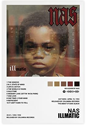 MURABE Leinwandposter Sänger Nas Illmatic Album Cover Schlafzimmer Dekor Sport Landschaft Büro Zimmer Dekor Geschenk Unframe-Stil 30 x 45 cm