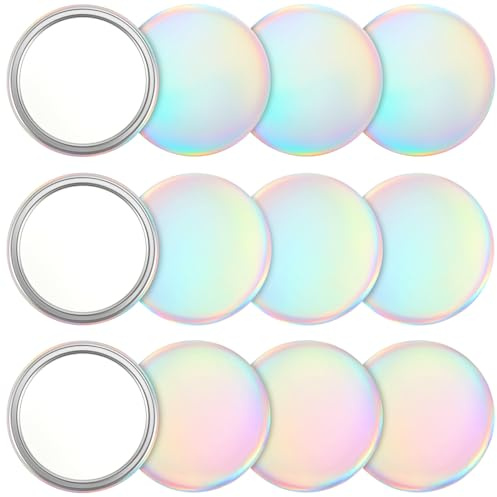 Qunclay 12 Stück 2. Kompaktspiegel, 198 cm, Geschenke, Mini-Taschenspiegel, holografisch, schillernd, klein, rund, Make-up-Glas für Geldbörse, Goody Bag Stuffers, Frauen, Lehrer, Mädchen, Party
