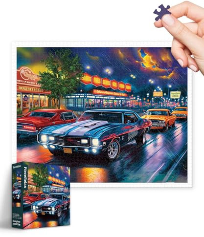 PieceRelax Plastic Jigsaw Puzzles for Adults 2000 Pieces Bigelow Illustrations - Rain on The Boulevard Most Satisfying Table Games and Gifts No Puzzle Mat Required [H3443]