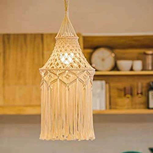 Dytabepl 100 X 30CM Makramee Lampenschirm HäNgende Pendel Leuchte Abdeckung BüRo Schlafzimmer Wohnzimmer Kinderzimmer Wohnheim BöHmische Wohnkultur