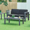 casa.pro Gartenmöbelset Avise 2-TLG. Balkonmöbel Sofa mit einem Tisch Aluminium Loungemöbel Balkonset Gartenbank 2-Sitzer Gartentisch Sitzgruppe wetterfest Anthrazit/Dunkelgrau