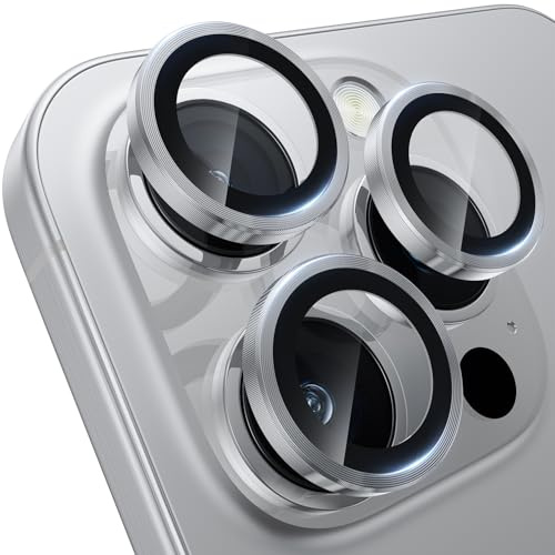 WSKEN für iPhone 16 Pro/iPhone 16 Pro Max Kameraschutz 9H Kratzfest | HD Kamera Metallglas Displayschutz Folie Militär-Sicherheitsglas,Anti-Fingerabdruck,Handyhülle Freundlich,Titanium Silber