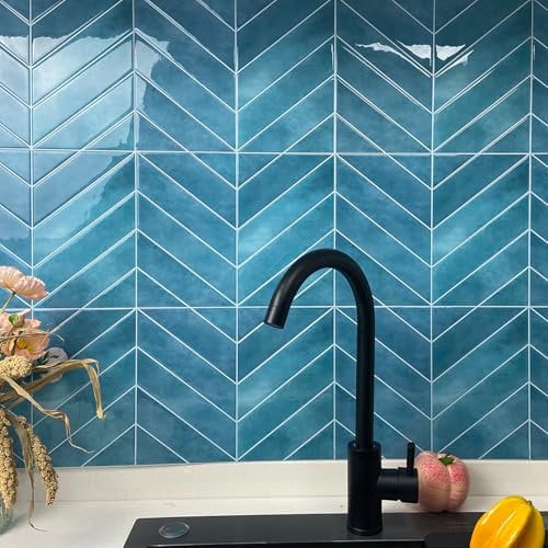 Alwayspon 3D-Vinyl-Wandfliesen-Aufkleber, selbstklebend, wasserfest, Spritzschutz, zum Aufkleben, für Küche, Badezimmer, Wand, 29 x 22,9 cm, Blau, 10 Bögen