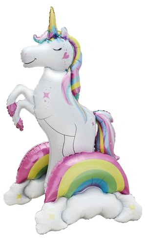 Folienballon Einhorn, 3D Stehender Einhorn Luftballon Mädchen Tier Folienballons Einhorn Ballon Helium für Mädchen Geburtstagsparty Dekoration Zubehör(94 cm)