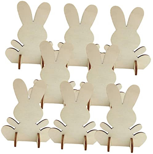 VILLFUL 8stücke Osterhasen-ausschnitte Holz Kaninchen Chips Diy-basteldekore Osterdekor Massivholzbretter Party-dekorationszubehör
