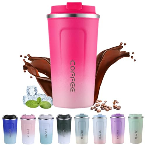EACHPT Travel Mug, 510ml Coffee Travel Mug with Leakproof Lid,Stainless Steel Thermal Cups for Hot Drinks,Reusable Vacuum Insulated Coffee Cups, Travel Coffee Mug for Hot Cold Drinks/Tea