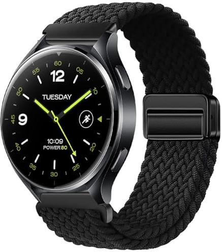 GIOPUEY Armband Kompatibel mit Xiaomi Watch 2, Geflochtenes Nylon Armband [Unisex] elastisch Ersatzarmband - Black