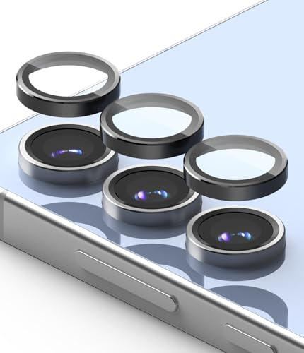 Ringke for Samsung Galaxy S24 FE Camera Lens Protector, Black (2P) | Camera Lens Frame Glass, Individual Metal Ring Cover, 9H Anti-Scratch Tempered Glass, Easy Installation Tray