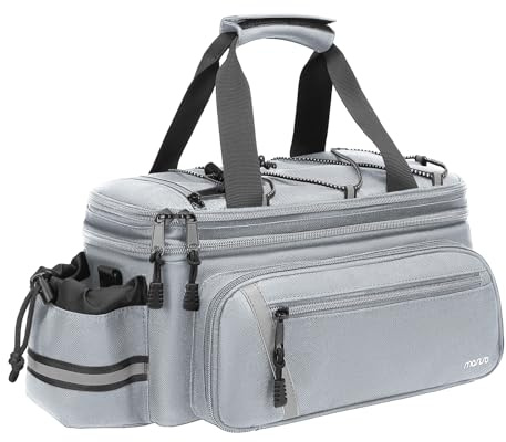 MOSISO Fahrradträger Tasche mit Regenschutz,Kofferraum Kühlbox Isoliert Fahrrad Rücksitz mit 2 Foldable Fahrradtaschen,8L Stauraum Lagerung Tasche Cargo Gepäck Sattel Umhängetasche,Grau