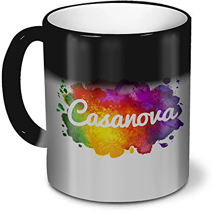 printplanet Zaubertasse mit Namen Casanova - Magic Mug mit Design Color Paint - Zauberbecher, magische Kaffeetasse