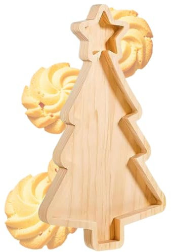 Nybhyjka Bandeja Decorativa para Servir, Bandeja de Pan de Madera con Forma de árbol de Navidad, Utensilios de Cocina, Tablas de Servir para Sala de Estar, Mesa, Escritorio, Chimenea