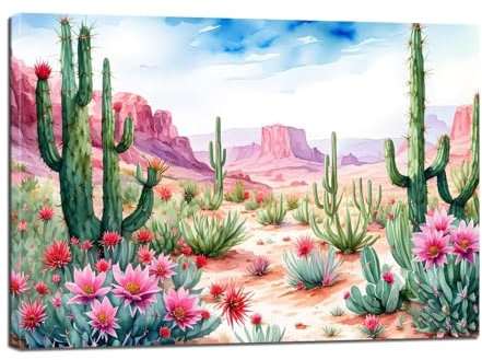 Anlage Malen Nach Zahlen Erwachsene, Malen Nach Zahlen Kaktus Paint by Numbers Anfänger, DIY Handgemalt Leinwand Ölgemälde Kit mit Pinseln und Acrylpigment, Ohne Rahmen, Zimmer Deko 8x12 Zoll BJ-248