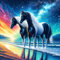 MOGTAA Pferd Diamond Painting Erwachsene, 5D Landschaft Strand Meer Diamant Painting Bilder Erwachsene Anfänger, DIY Full Drill Diamant Malerei Bilder für Home Wand Dekor 30x30cm
