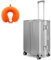 WINLIFE Größe L Reisekoffer Alu-Rahmen mit ABS + Orange Nackenkissen & TSA Nummern-Schloss 65cm Hartschalenkoffer | Trolley Farbe-Silber