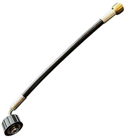 Adattatore tubo angolare a 90°, M22 x 1,5, per idropulitrice, accoppiamento interno ed esterno, fino a 160 bar e 40 °C, per acqua calda e fredda, lunghezza 30-200 cm (M22 x 1,5 90° su M22 AG, 150 cm)