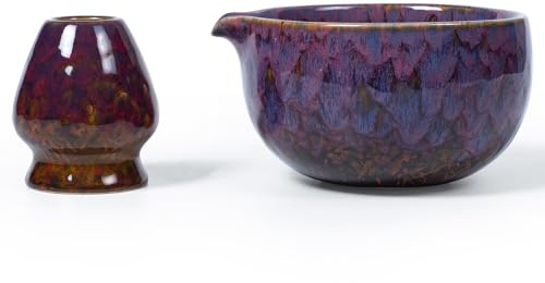 QDDTRAHCCLJZ Japanese Ceramic Matcha Bowl. 20 Ounce Ceramic Bowl. | Matcha tea bowl. A gift for matcha enthusiasts (red pink)