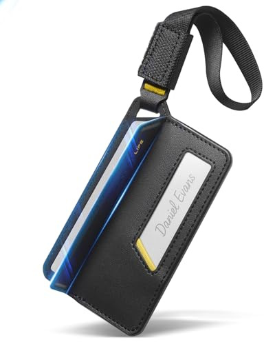 Spigen LF510 Etichette per Valigie Aereo, Etichette Valigie da Viaggio, Luggage Tag (1 Pezzi) - Nero